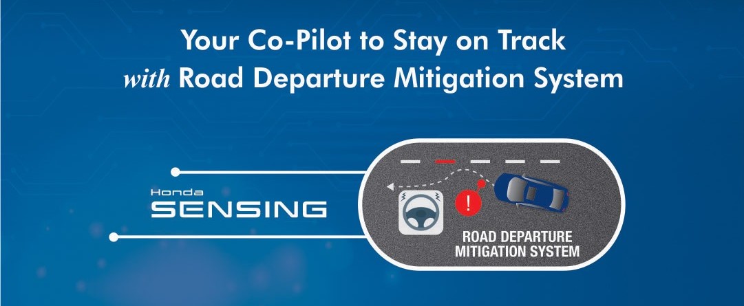 Road Departure Mitigation System Provides advance warning through audio and visual alerts to the driver when the car seems to deviate from the lane. Provides steering wheel support when the car seems to deviate from the road boundaries.